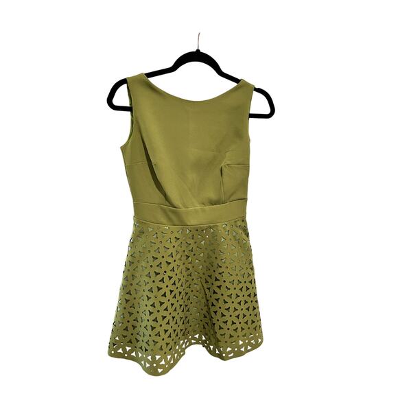IRONI Green Fit and Flare Mini Dress Women's Size S/4-6 Mod Squad Geometric 70s - Picture 5 of 7